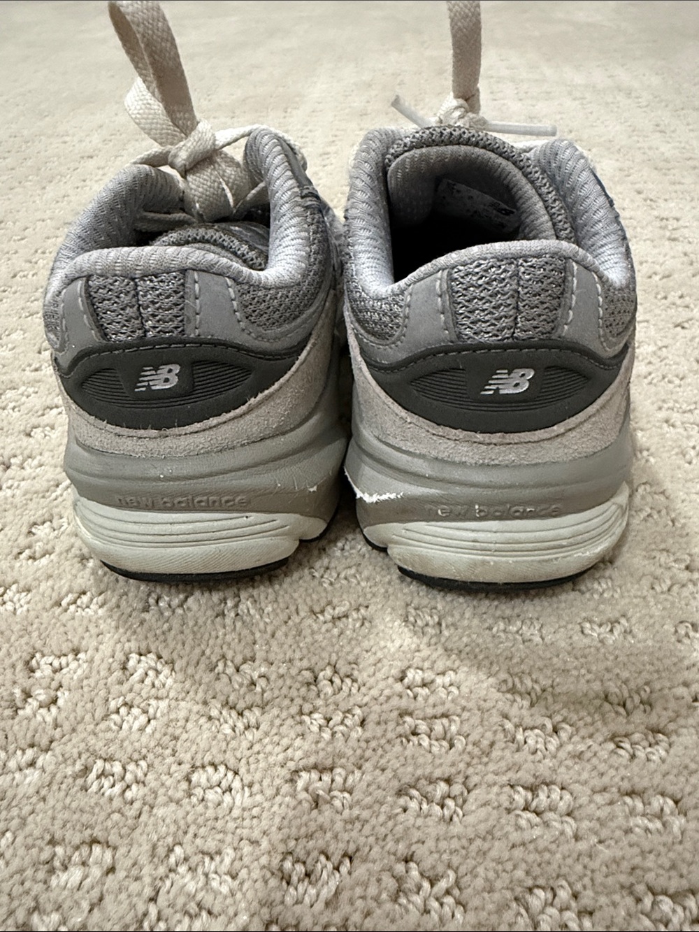 New Balance Kids Gray and White Lace-Up Athletic Sneakers - Picture 2 of 4